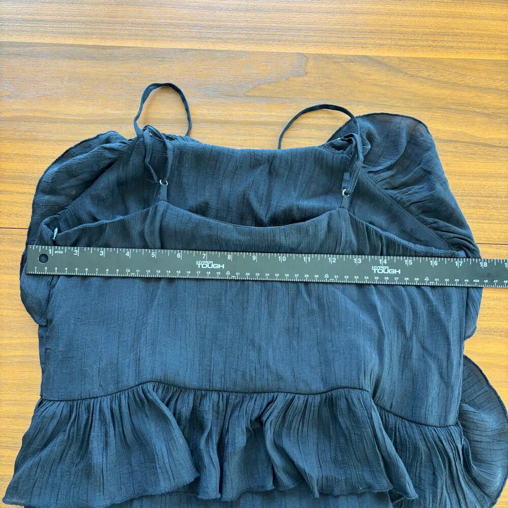 Mink Pink Black Tiered Ruffle Maxi Dress Summer Wedding Guest Sundress Medium - Picture 7 of 8